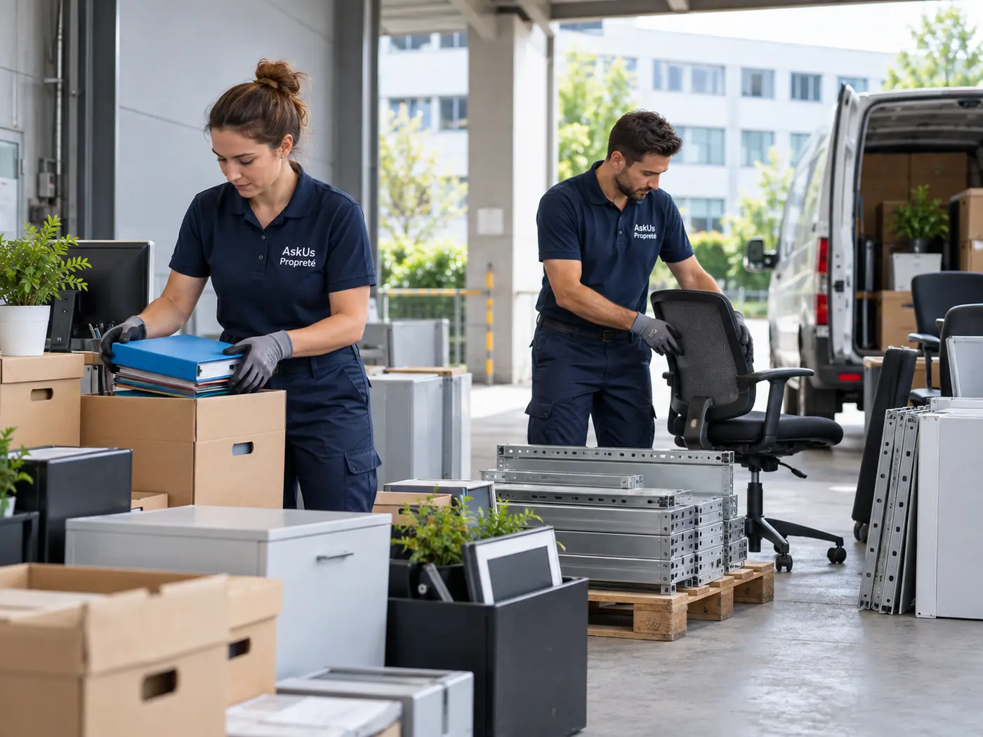 Tri du mobilier et des encombrants par une équipe AskUs Propreté